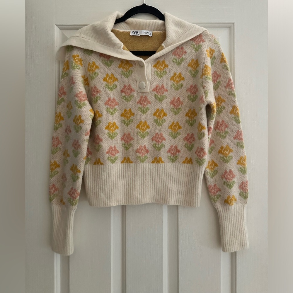 Cozy Knit Floral Sweater